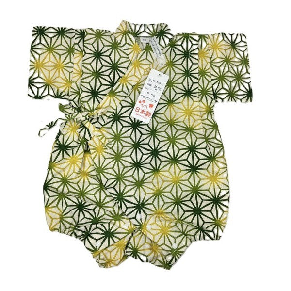 [Pre-Order] Made in Japan Jinbei Romper: Hemp Leaf Pattern (Tsumugi Cotton) (Save 10% in March)
