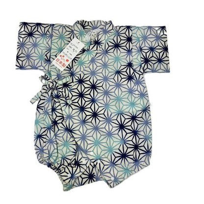 [Pre-Order] Made in Japan Jinbei Romper: Hemp Leaf Pattern (Tsumugi Cotton) (Save 10% in March)