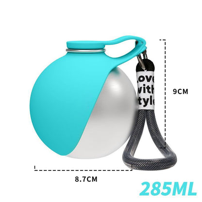 Portable Dog Water Bottle 10oz Stainless Steel Travel Dog Water Dispenser With Bowl No-Spill Puppy Water Bottle For Walking Hiking Small Dog Water Bottle