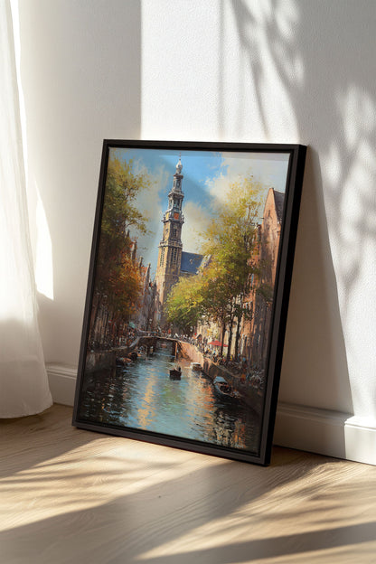 CANAUX D'AMSTERDAM, Oeuvre sur toile étirée