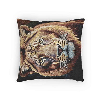 Lion Portrait Woven Pillow | Lion Face Throw Pillow, Wildlife Home Decor
