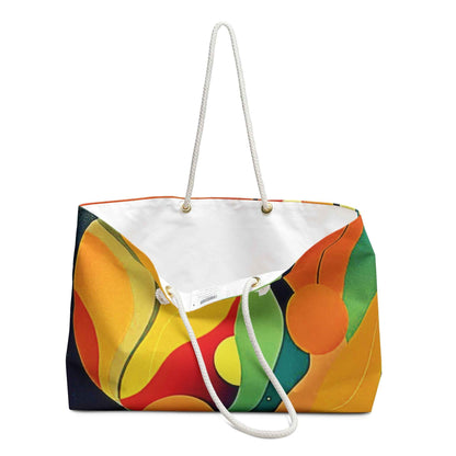 Retro Abstract Rainbow Wave Weekender Bag | Colorful Large Tote Bag