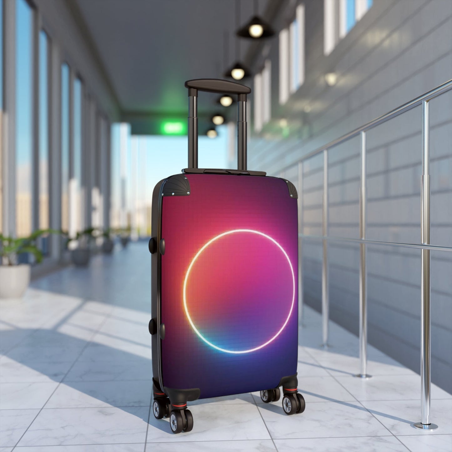 Neon Halo Carry-On Suitcase – Gradient Circle Luggage Cover
