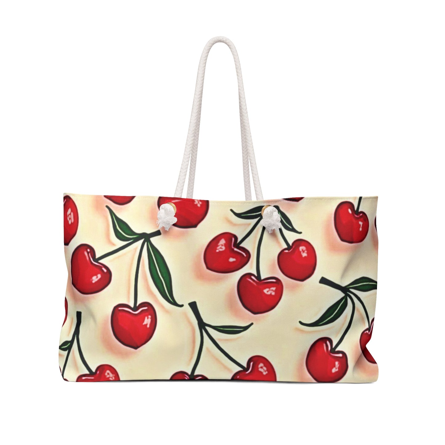 Cherry Pattern Weekender Bag — Retro Red Cherries Travel Tote