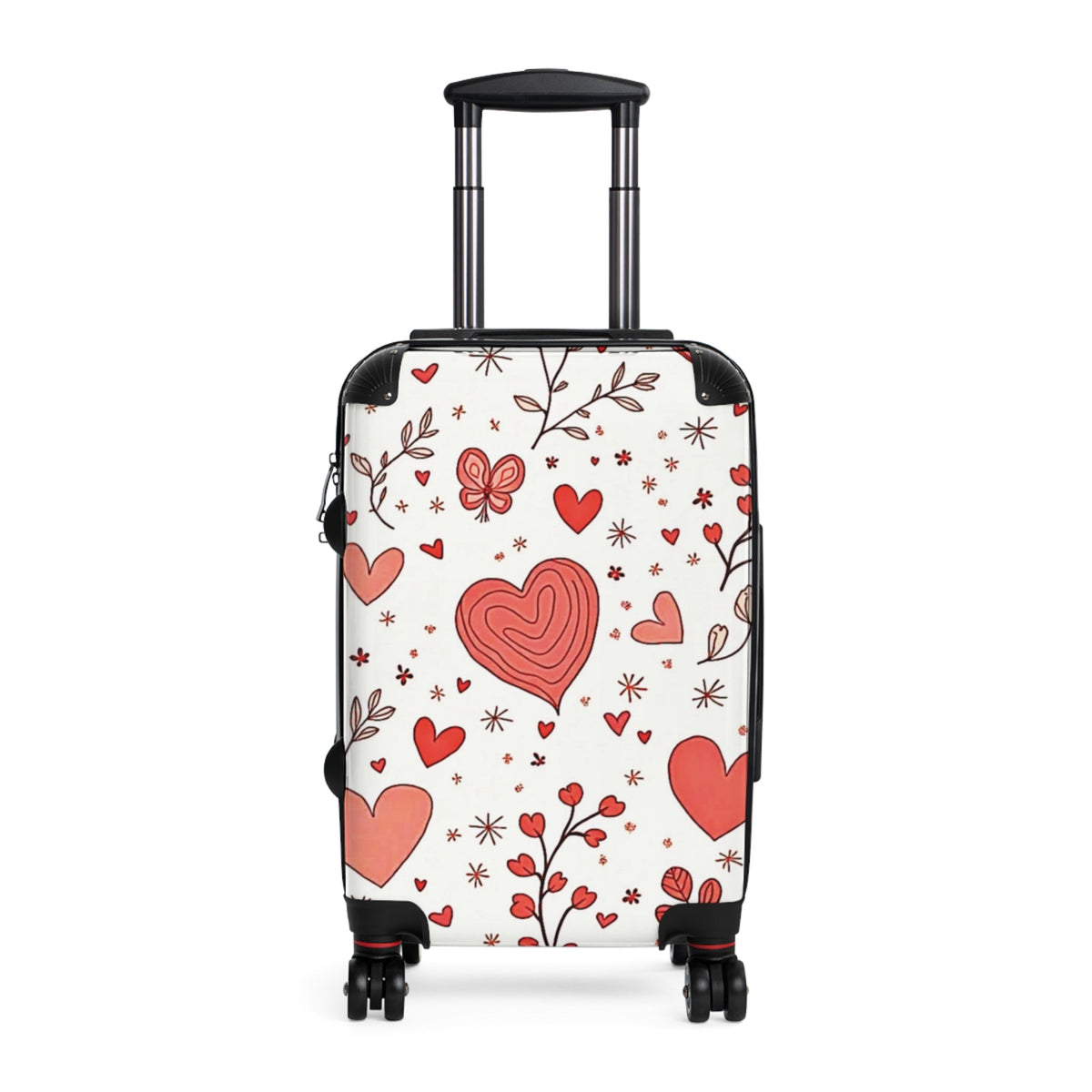 Heart Doodles Suitcase — Valentine Floral Travel Carry-On