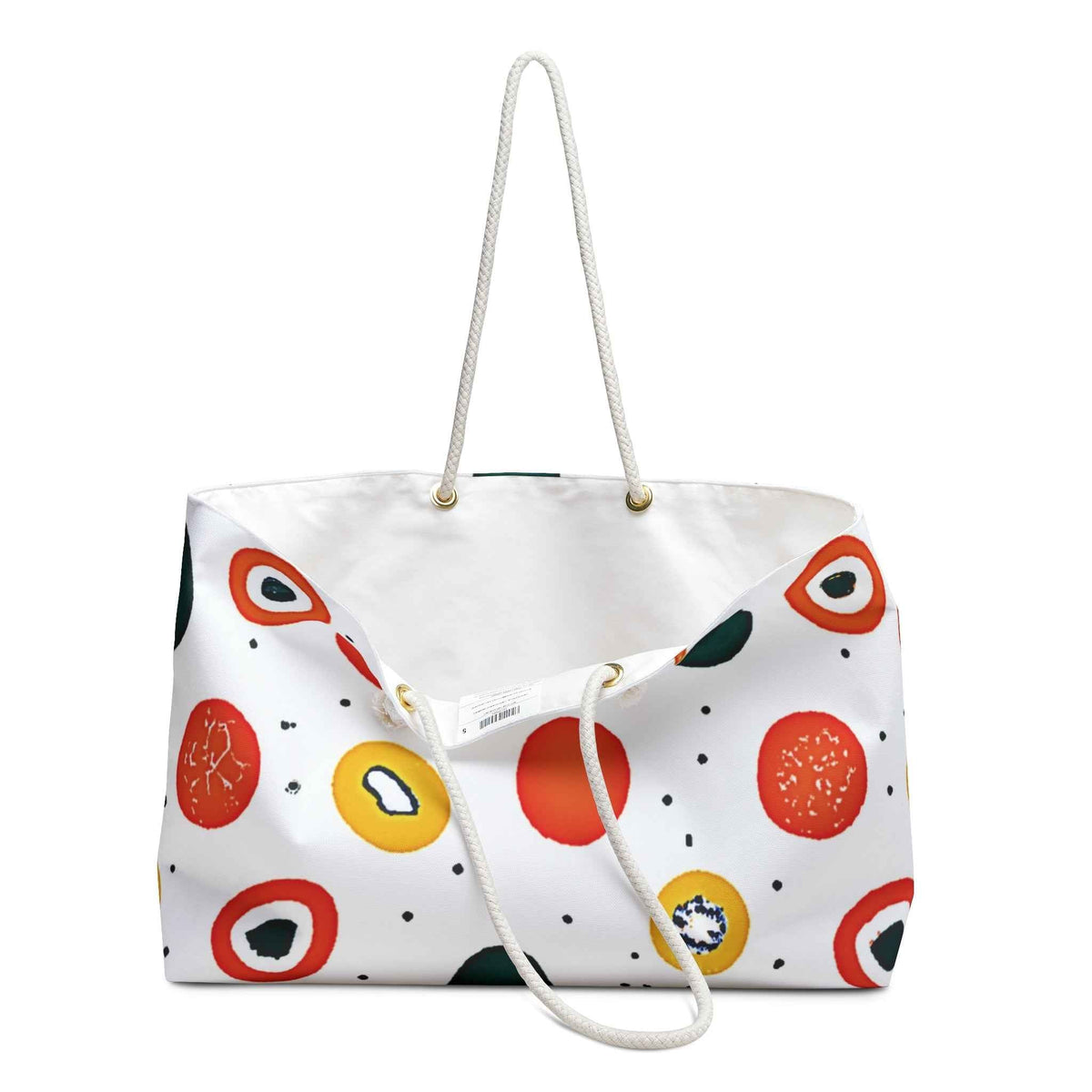 Abstract Sushi Roll Pattern Weekender Bag | Japanese Food Dots, Large Tote Bag