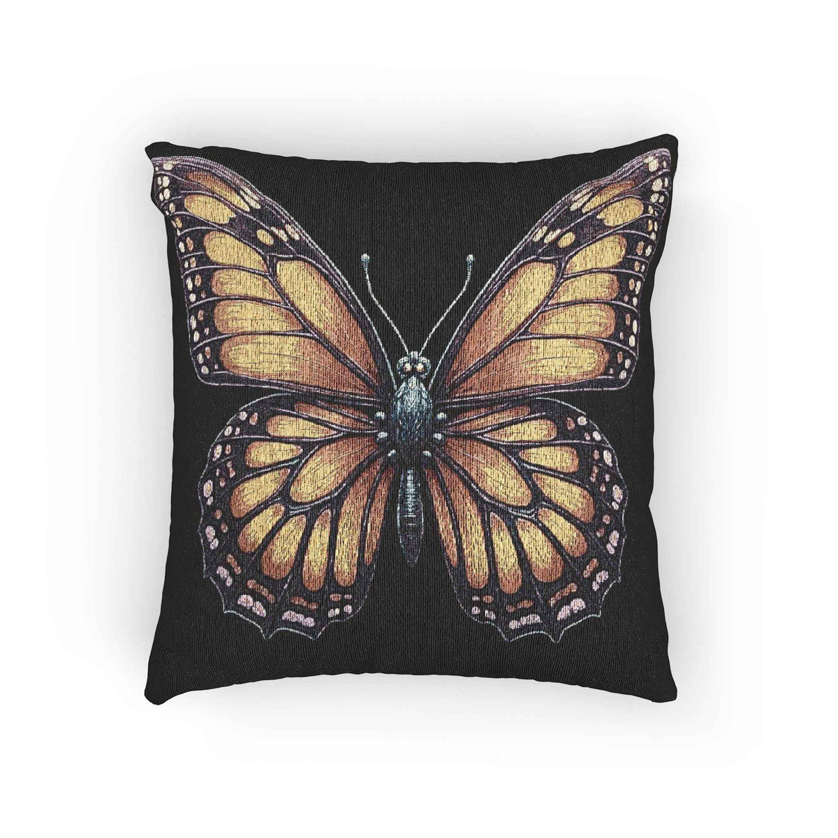 Monarch Butterfly Woven Pillow | Pixel Art Butterfly Throw Pillow