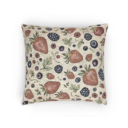 Strawberry Blueberry Pattern Woven Pillow | Fruit Botanical Throw Pillow