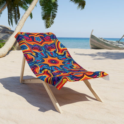 Vibrant Kaleidoscope Beach Towel — Colorful Retro Mandala Pattern