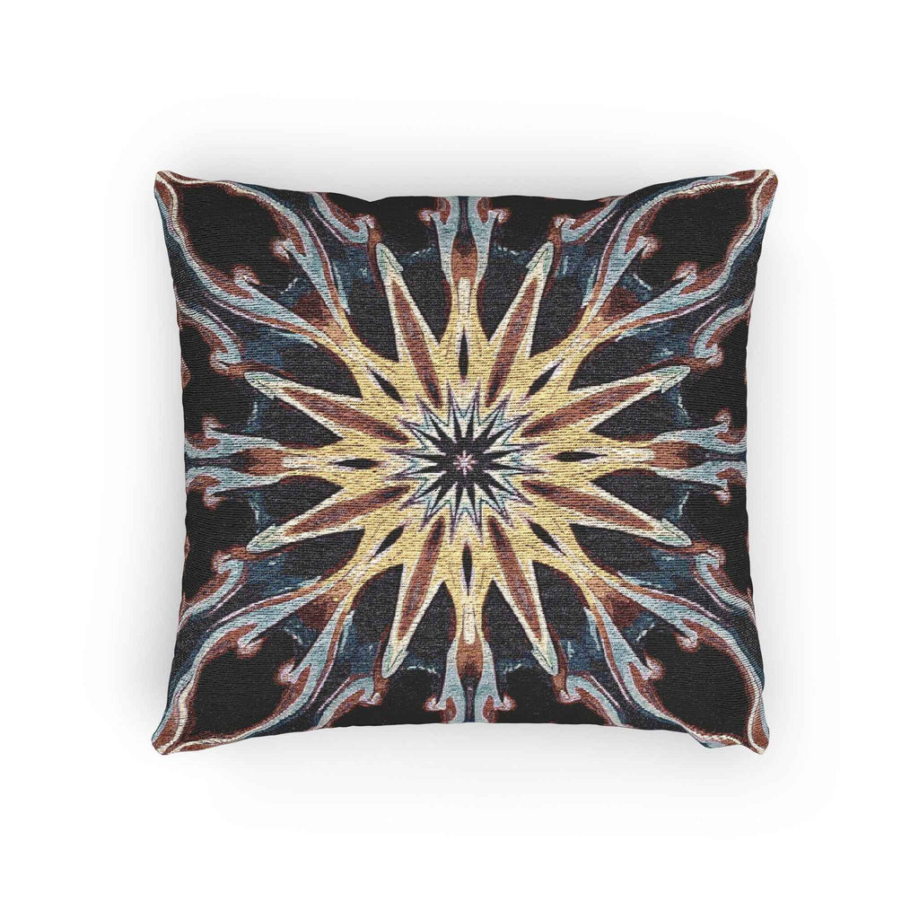 Starburst Mandala Woven Pillow | Geometric Boho Throw Cushion
