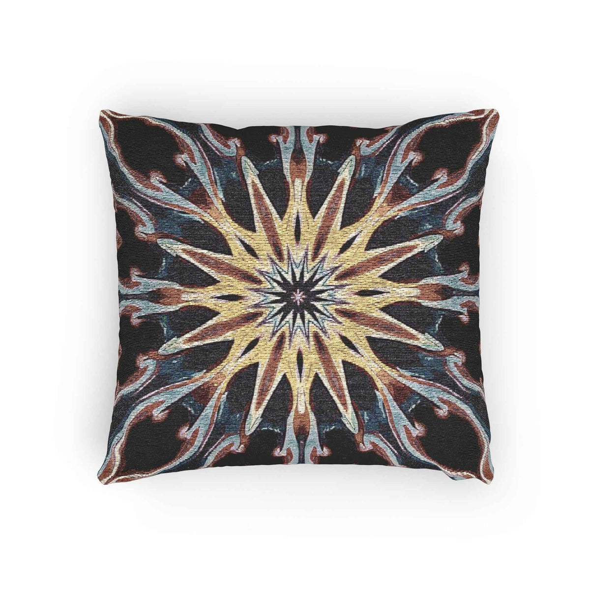 Starburst Mandala Woven Pillow | Geometric Boho Throw Cushion