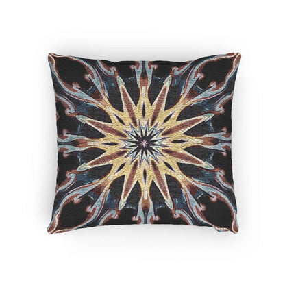 Starburst Mandala Woven Pillow | Geometric Boho Throw Cushion