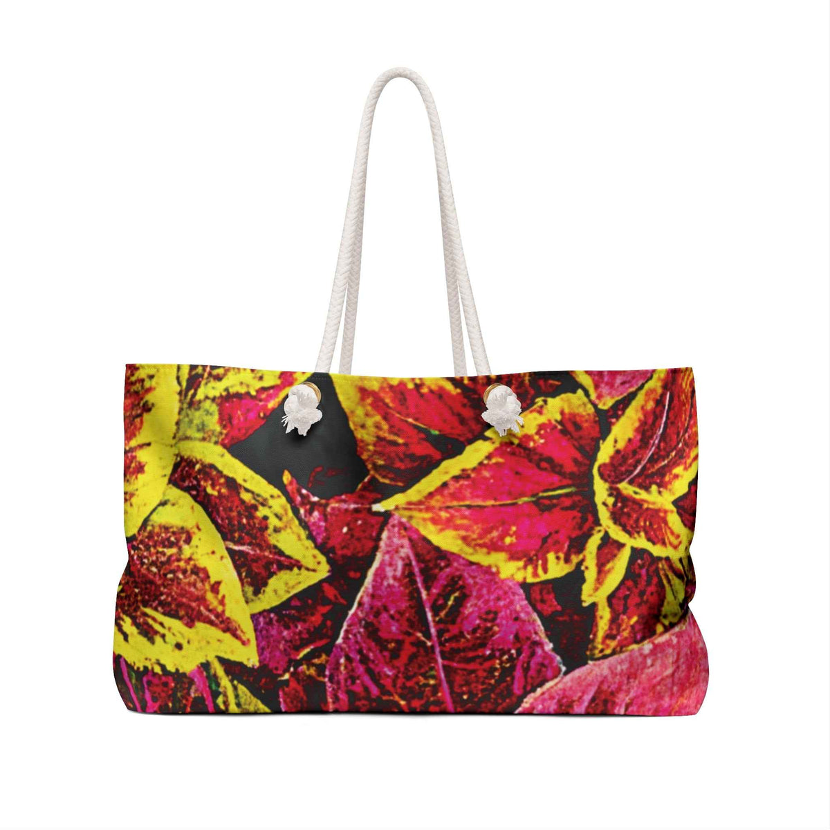 Variegated Coleus Leaf Weekender Bag | Colorful Botanical Tote | Large Tote Bag