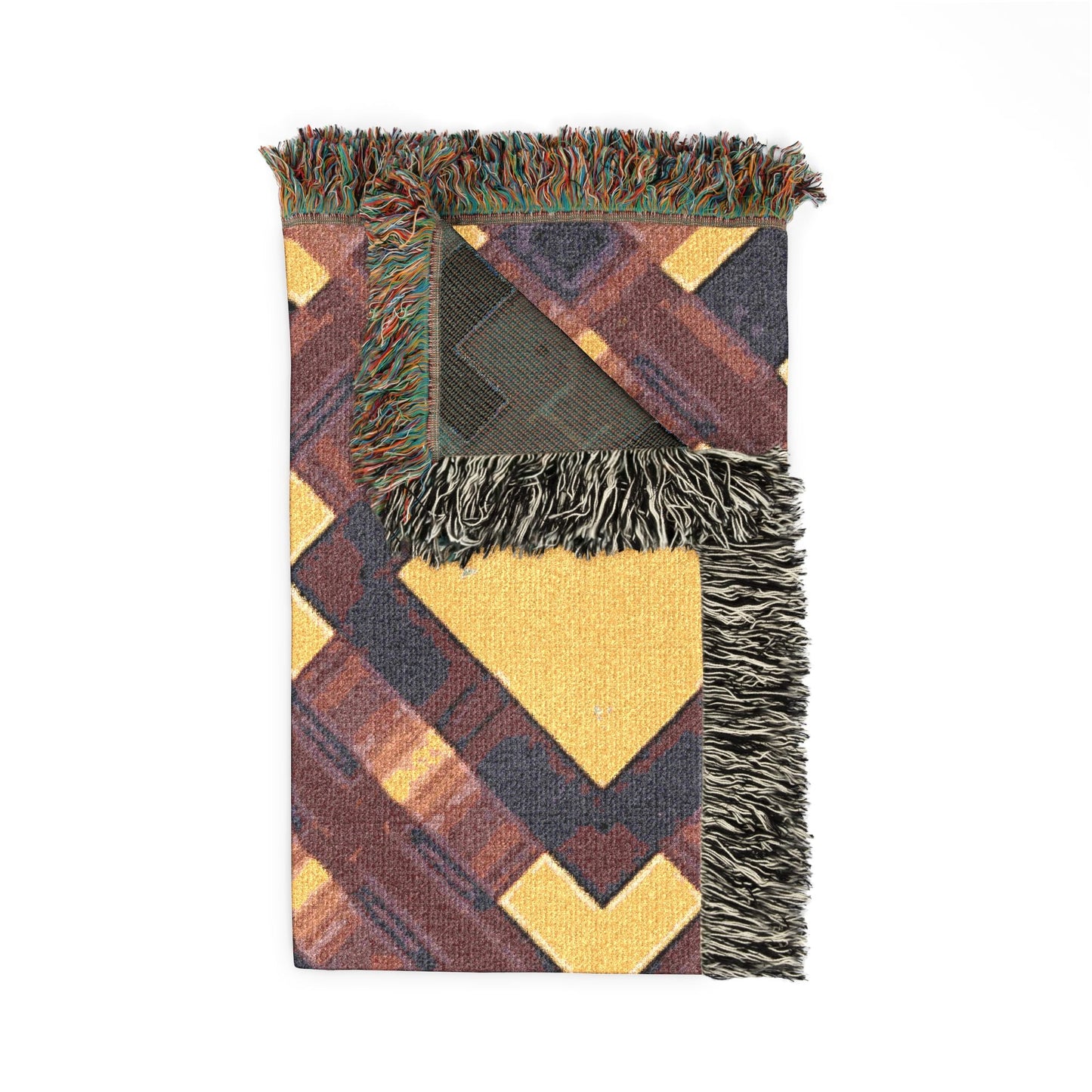 Southwest Diamond Woven Blanket — Geometric Boho Throw for Living Room & Camping