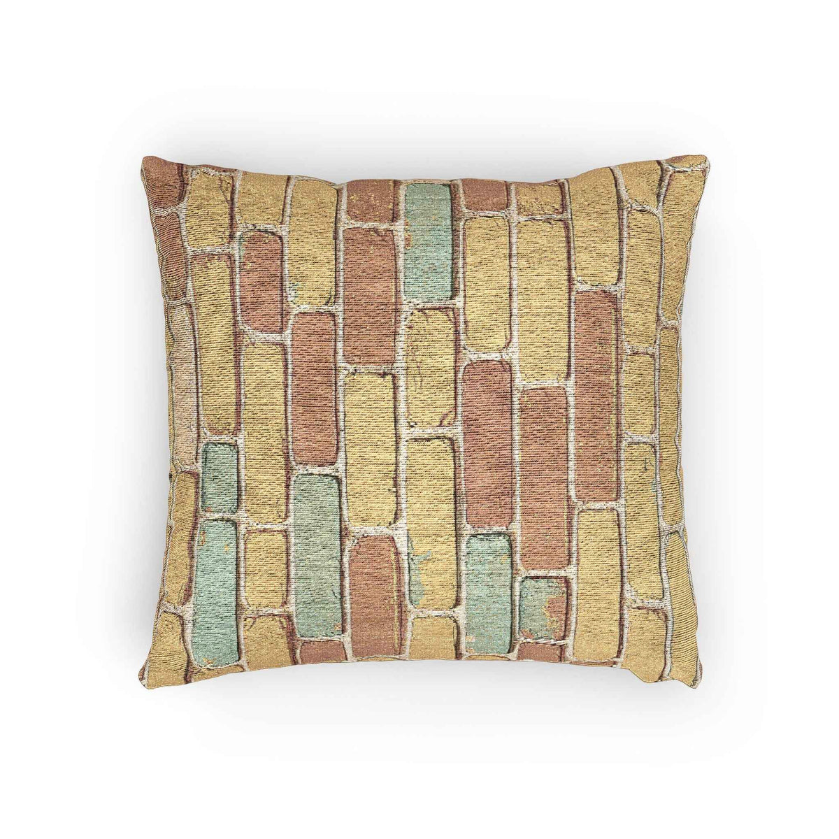 Pastel Brick Pattern Woven Pillow | Rustic Geometric Throw Pillow