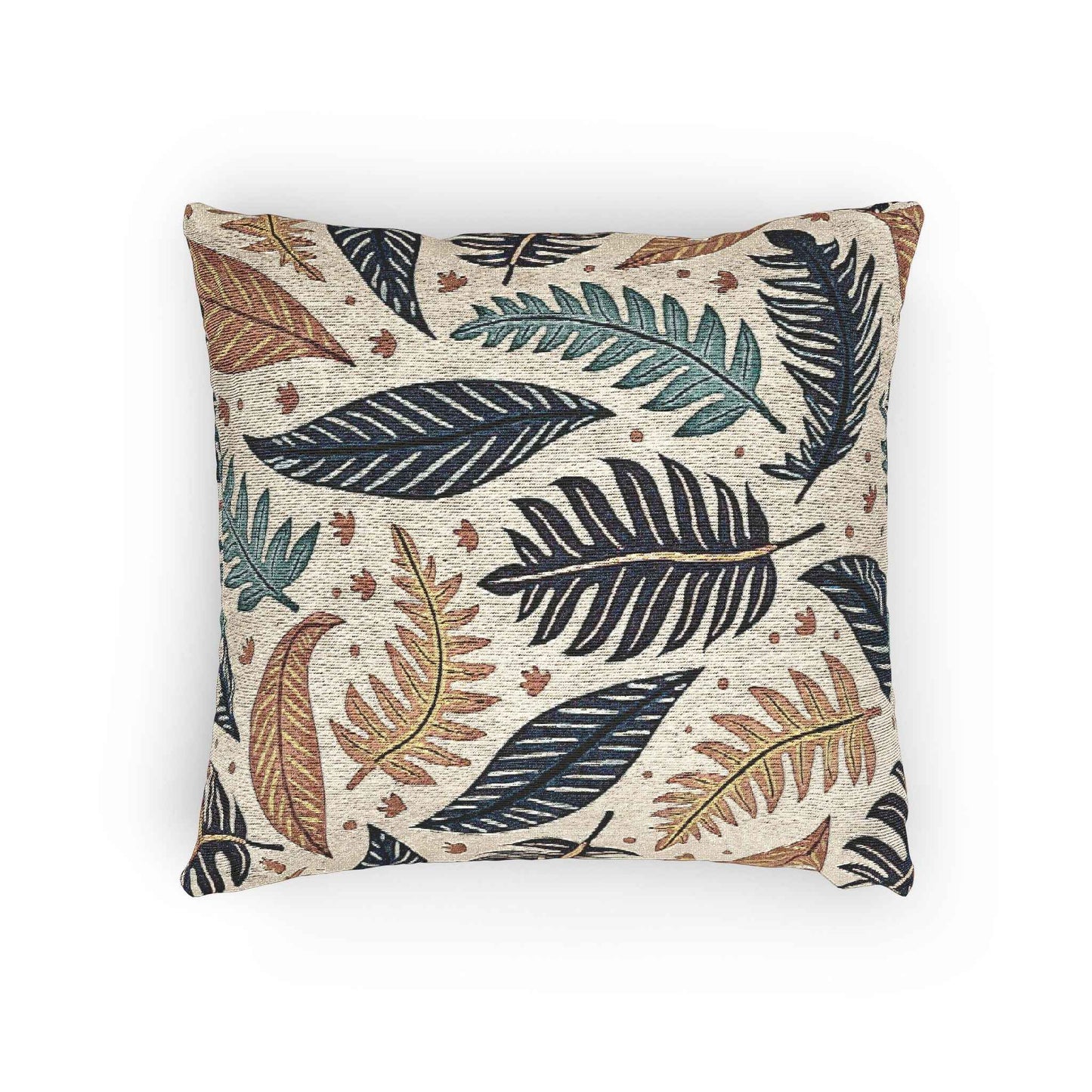 Botanical Leaf Pattern Woven Pillow | Tapestry Throw Cushion, Boho Home Decor