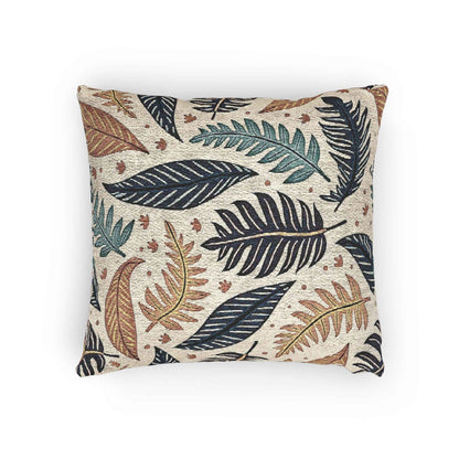 Botanical Leaf Pattern Woven Pillow | Tapestry Throw Cushion, Boho Home Decor
