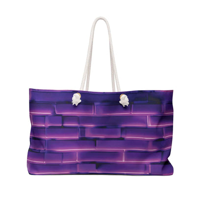 Purple Brick Pattern Weekender Bag | Gradient Brick, Large Tote Bag