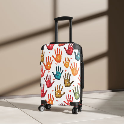 Colorful Handprint Suitcase – Kids Travel Luggage with Playful Palm Print