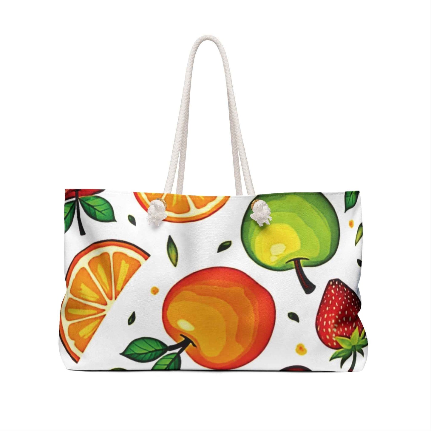 Colorful Fruit Pattern Weekender Bag | Tropical Pineapple Apple Orange Grapes | Large Tote Bag| Beach Tote| Mom carry on bag