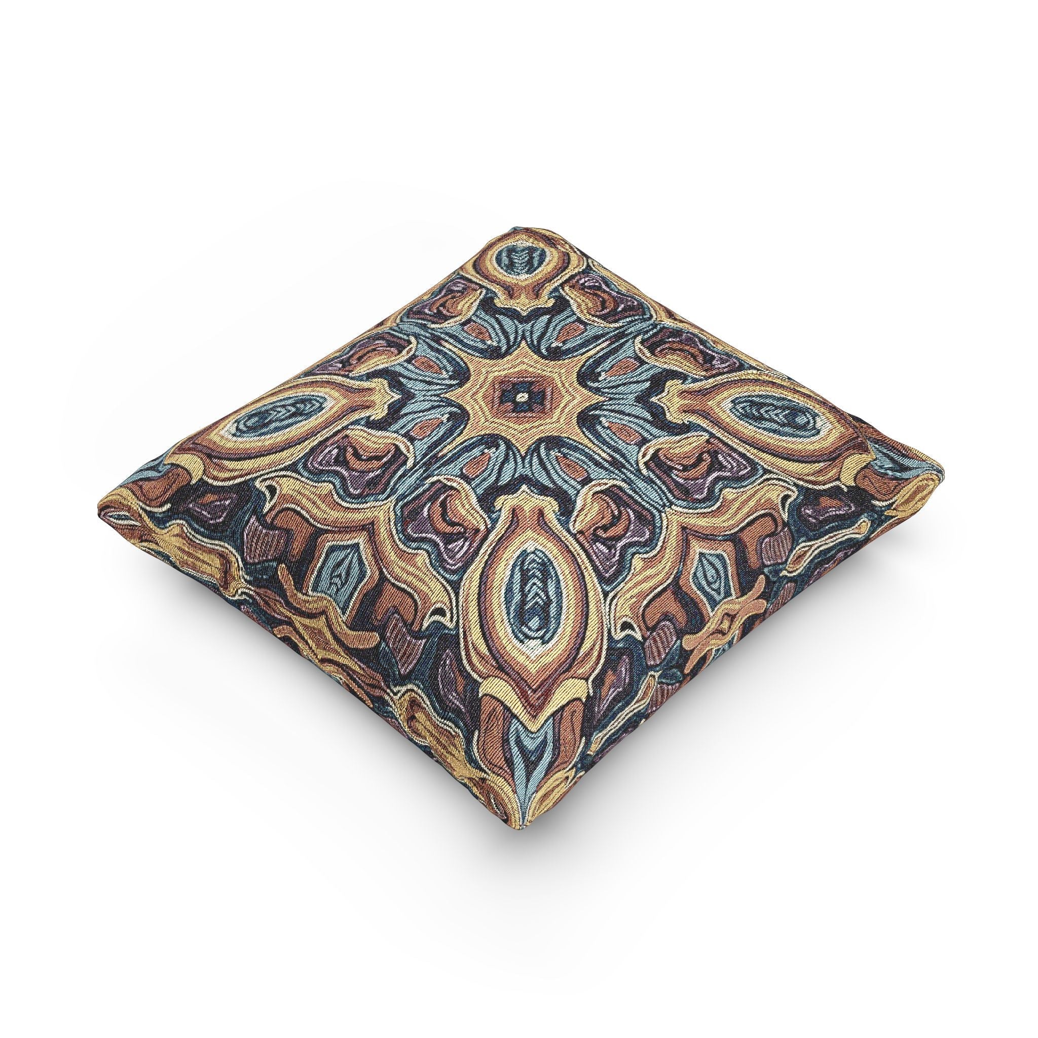Bohemian Woven Pillow – Mosaic Medallion Decorative Throw Pillow