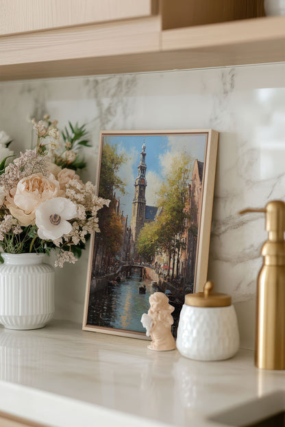 CANAUX D'AMSTERDAM, Oeuvre sur toile étirée