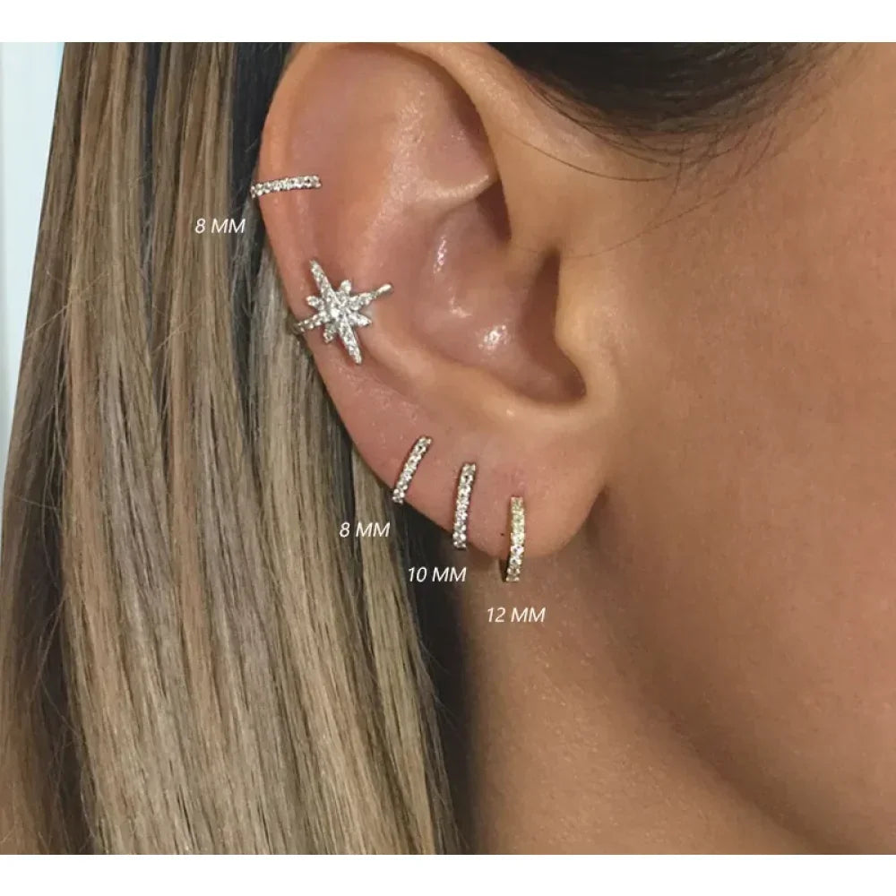 14K Gold Plated 925 Sterling Silver Cubic Zirconia Cuff Earrings - Trendy and Chic