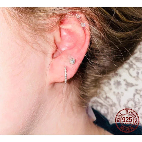 14K Gold Plated 925 Sterling Silver Cubic Zirconia Cuff Earrings - Trendy and Chic