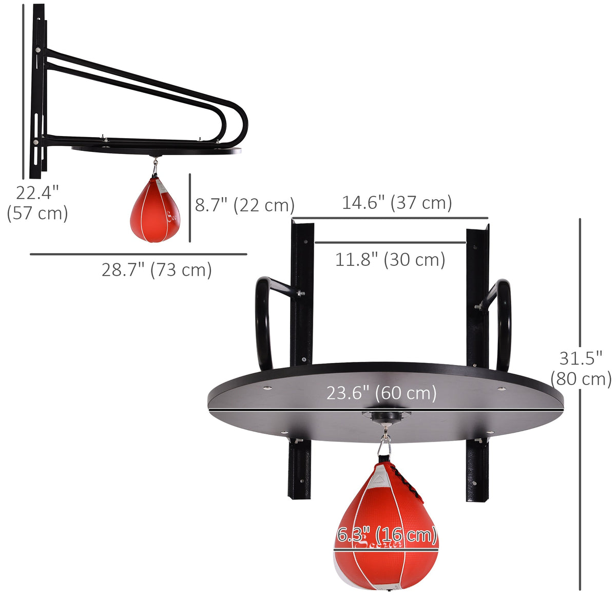 Wall-mounted Speed Bag Boxing Platform with Adjustable Height