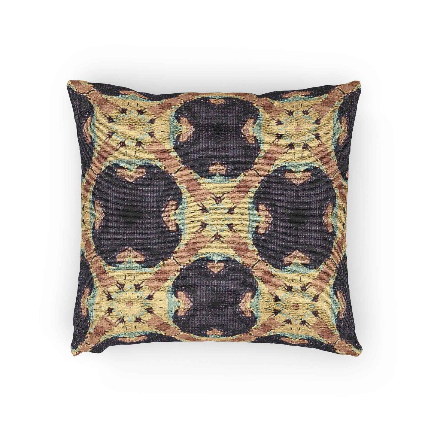 Geometric Mosaic Pattern Woven Pillow | Boho Tile Throw Cushion