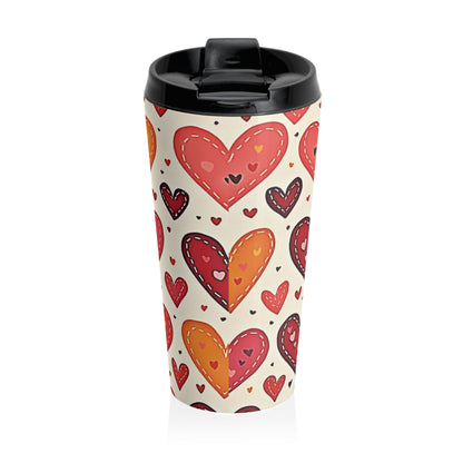 Hand Drawn Hearts Stainless Steel Travel Mug | Valentine Pattern