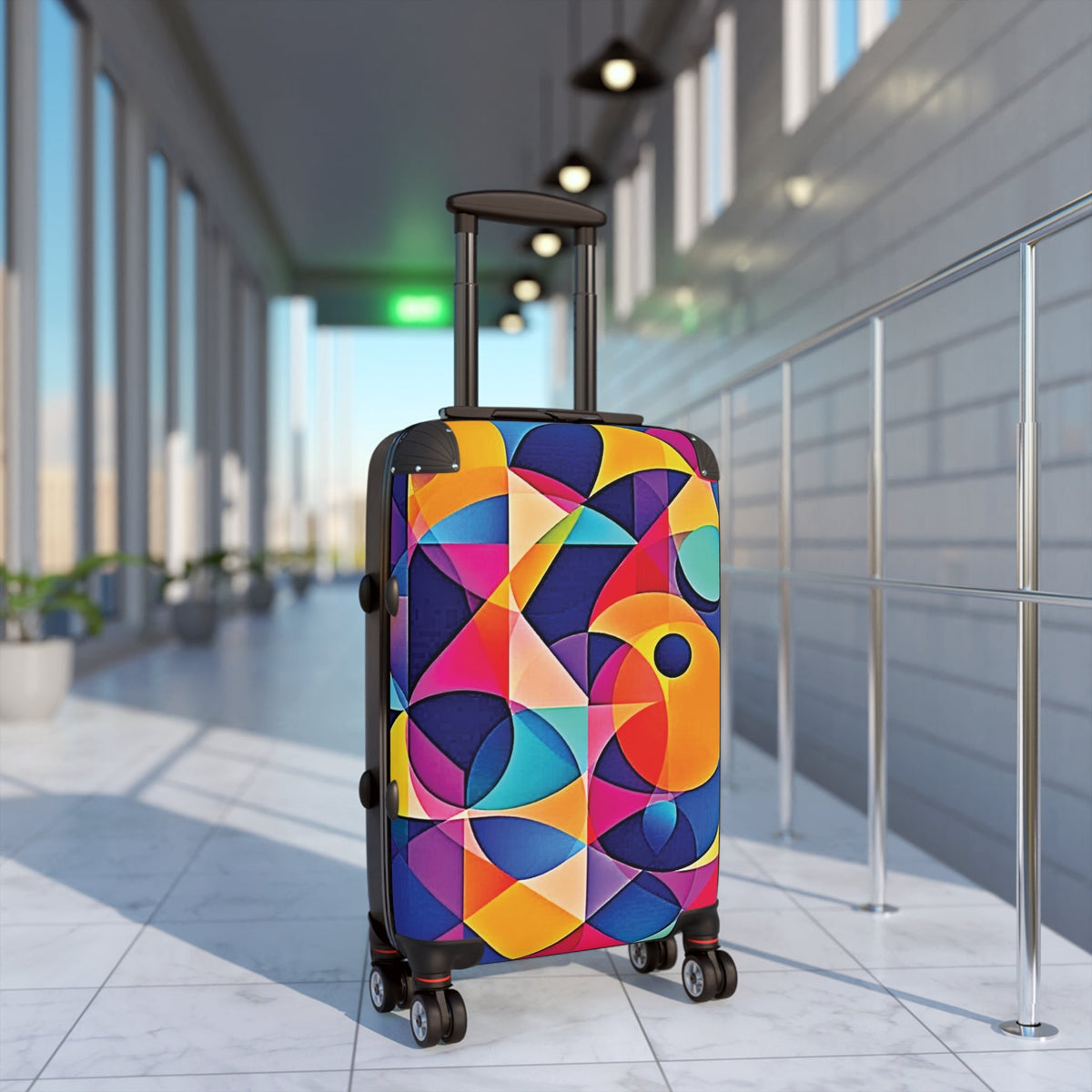 Colorful Geometric Suitcase Cover — Bright Abstract Travel Luggage Protector