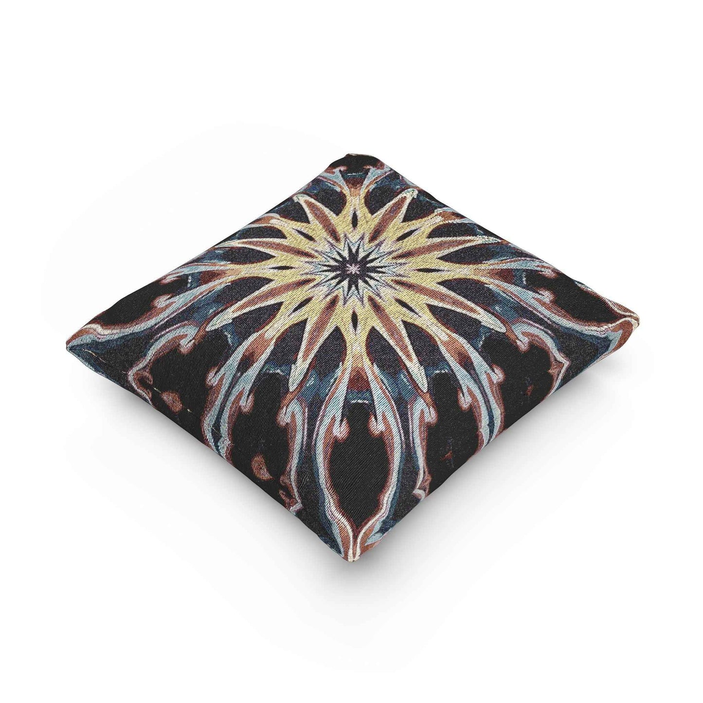 Starburst Mandala Woven Pillow | Geometric Boho Throw Cushion