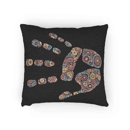 Mosaic Handprint Woven Pillow | Colorful Geometric Hand Throw Pillow