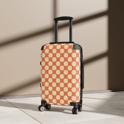 Retro Checkerboard Carry-On Suitcase — Vintage Orange Travel Luggage