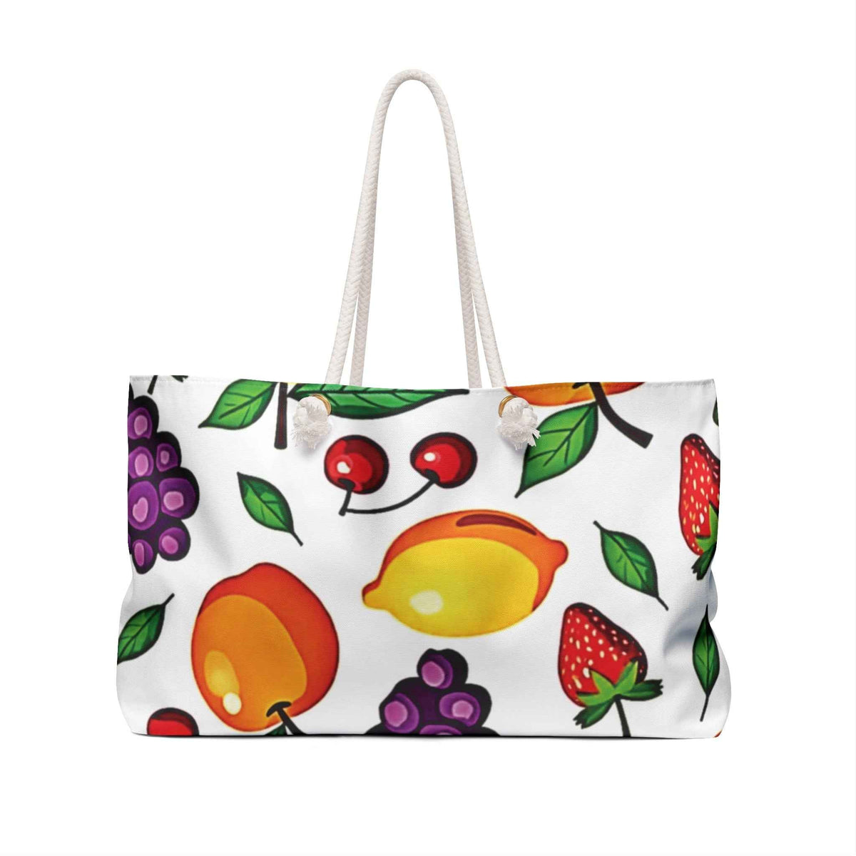 Colorful Fruit Pattern Weekender Bag| Citrus Cherry Strawberry Tote| Beach tote bag| Large Tote| mom tote| Gift for mom