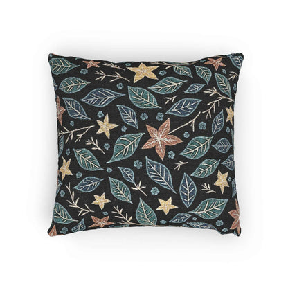 Floral Starleaf Pattern Woven Pillow | Botanical Night Leaves