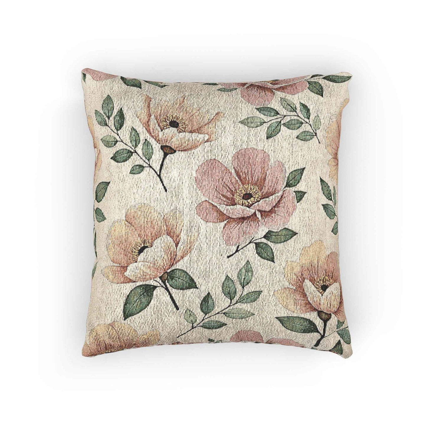 Elegant Watercolor Woven Pillow - Luxury Floral Living Room Accent