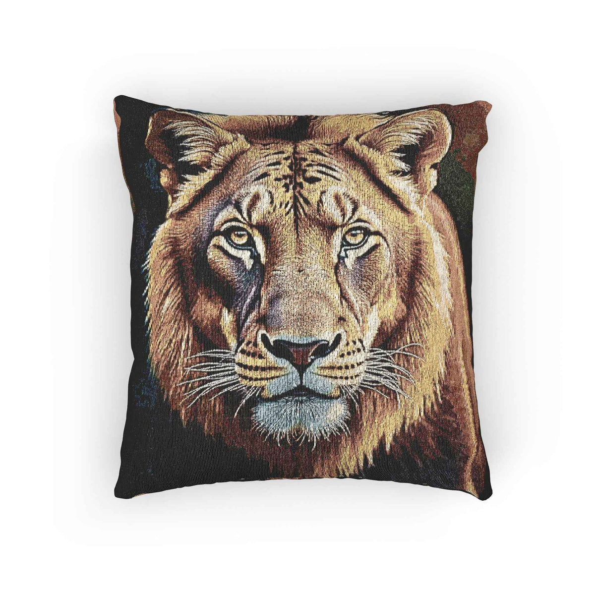 Lion Portrait Woven Pillow | Lion Face Throw Pillow, Wildlife Home Decor