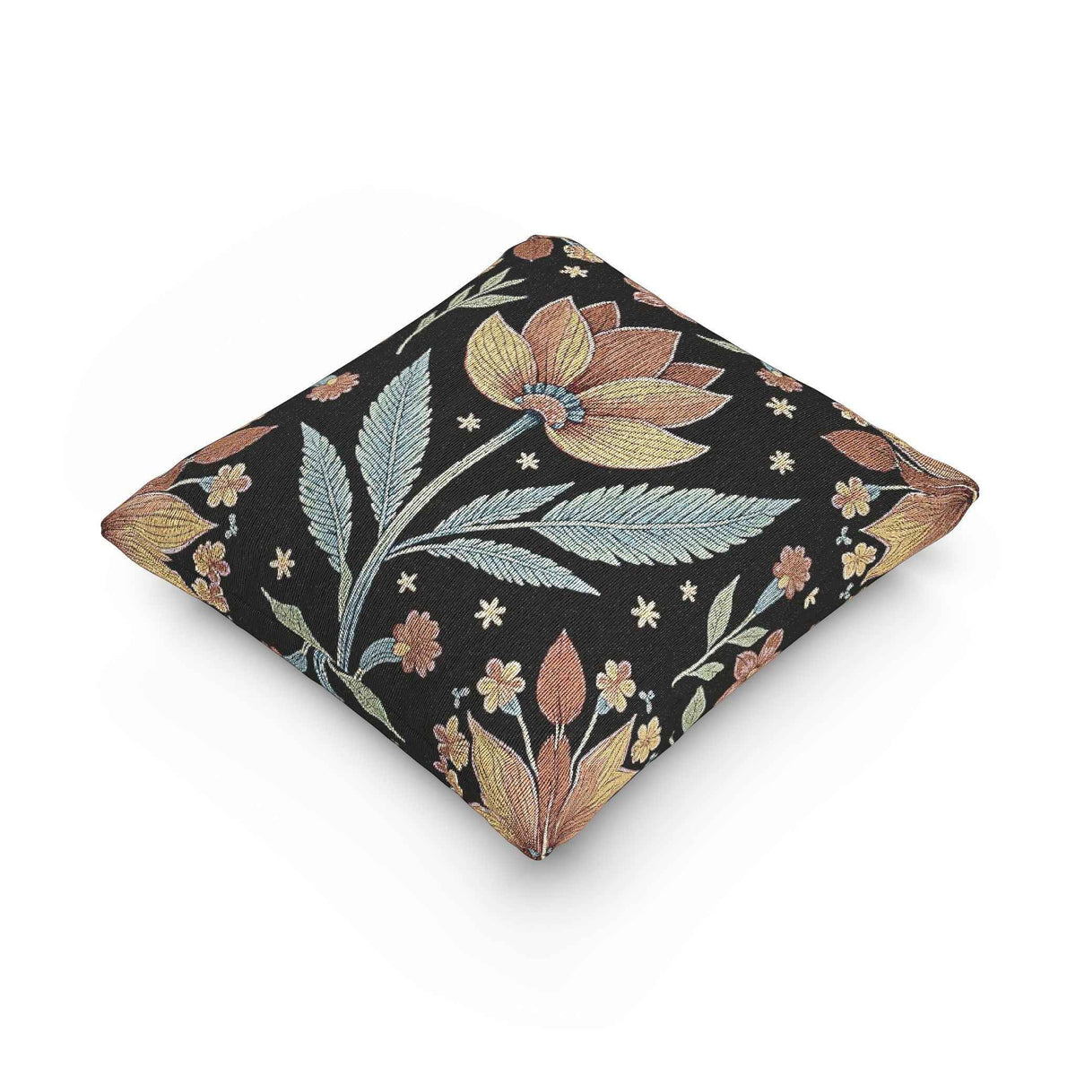 Vintage Floral Tapestry Woven Pillow | Botanical Throw Pillow