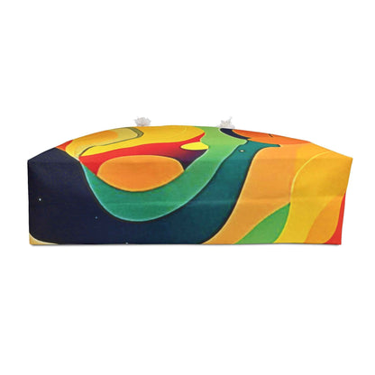 Retro Abstract Rainbow Wave Weekender Bag | Colorful Large Tote Bag