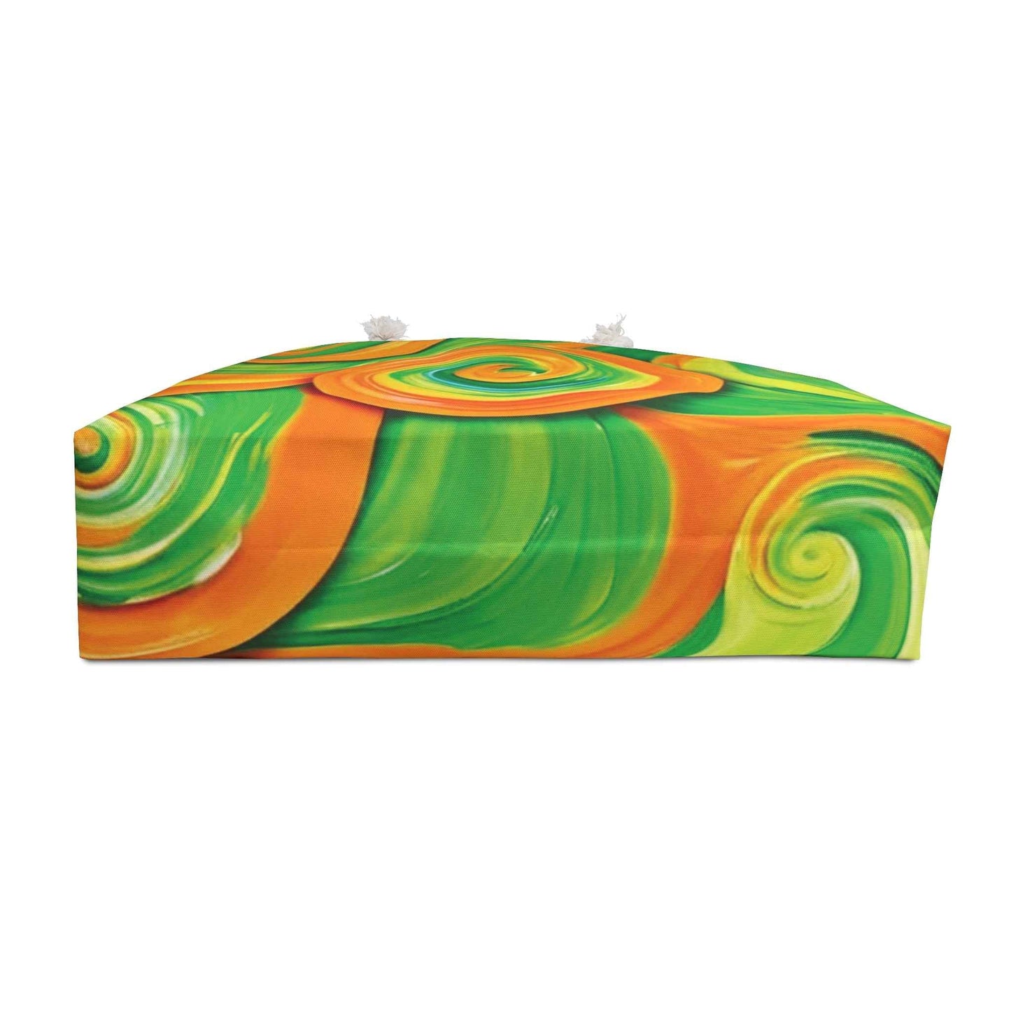 Green Orange Swirl Pattern Weekender Bag | Abstract Beach Tote Bag | Large Tote Bag