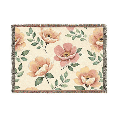 Floral Woven Blanket — Vintage Botanical Throw Blanket