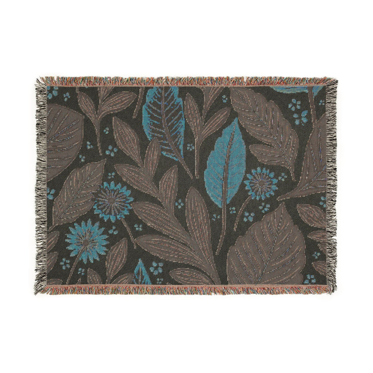 Botanical Leaves Woven Blanket — Reversible Floral Throw for Living Room & Bedroom