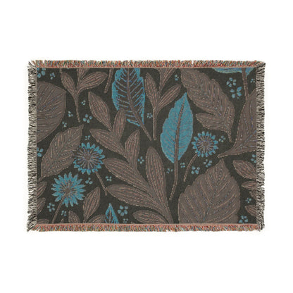 Botanical Leaves Woven Blanket — Reversible Floral Throw for Living Room & Bedroom