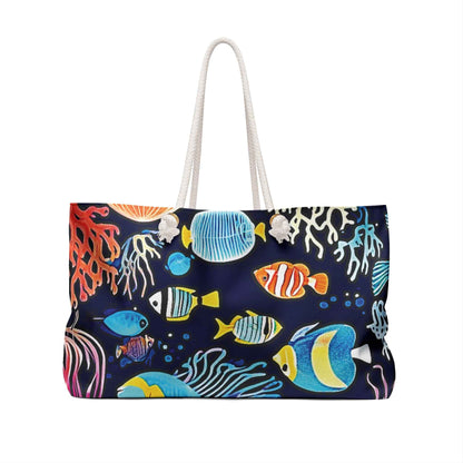 Underwater Tropical Fish Weekender Bag | Ocean Coral Print, Large Tote Bag