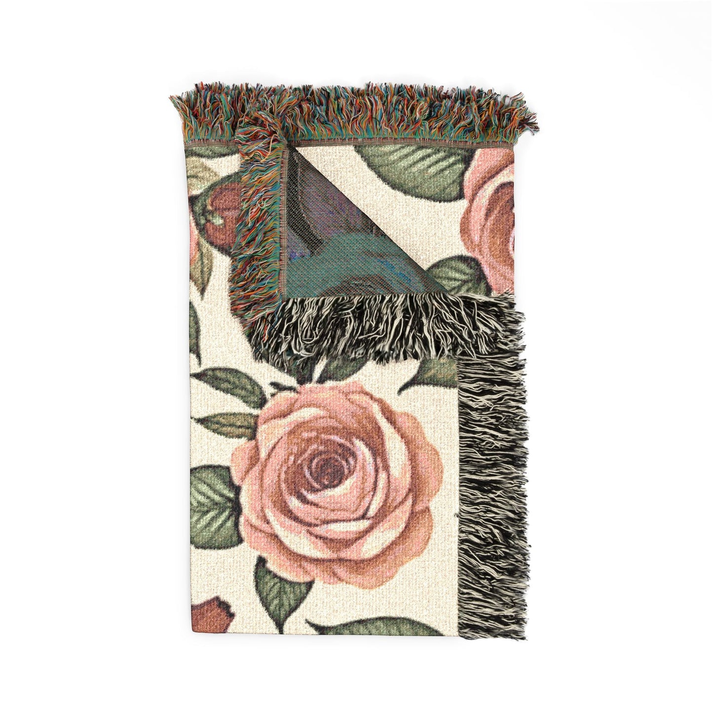 Floral Woven Blanket — Vintage Rose Throw for Living Room & Bedroom