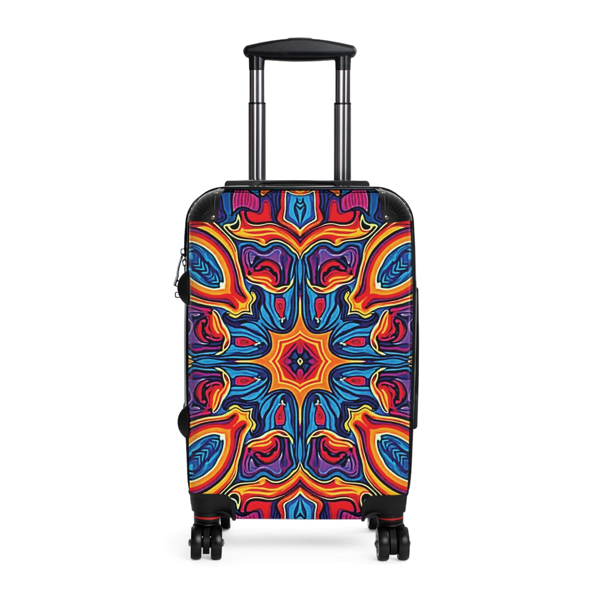 Kaleidoscope Pattern Carry-On Suitcase – Vibrant Boho Travel Luggage