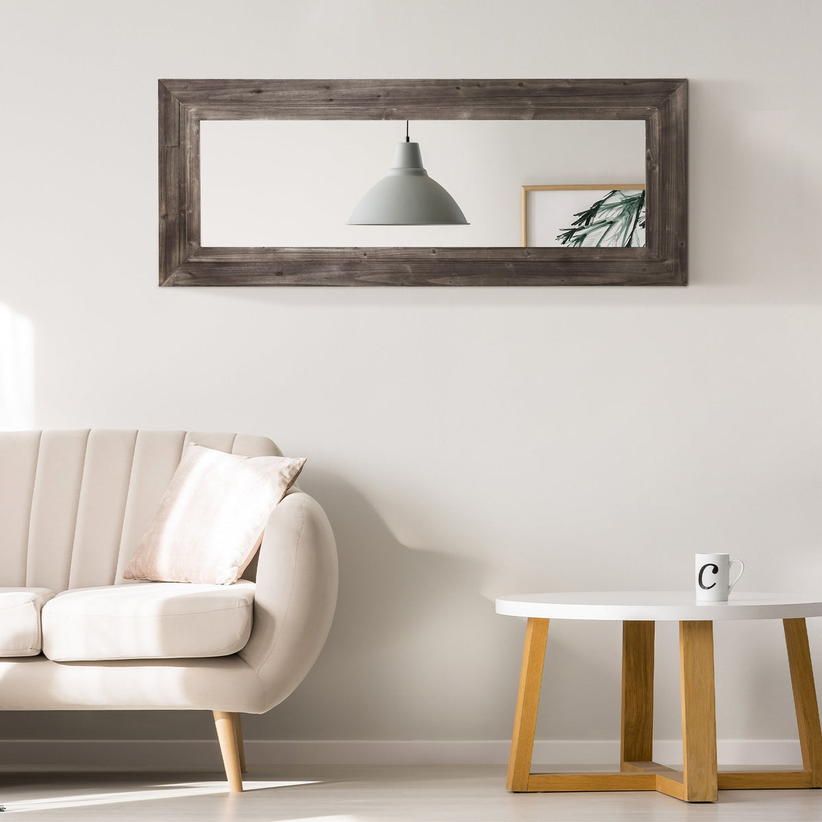59" x 23.5" Full Length Mirror, Farmhouse Wall Mount and Leaner Floor Mirror, Vertical and Horizontal for Bedroom, Dark Brown