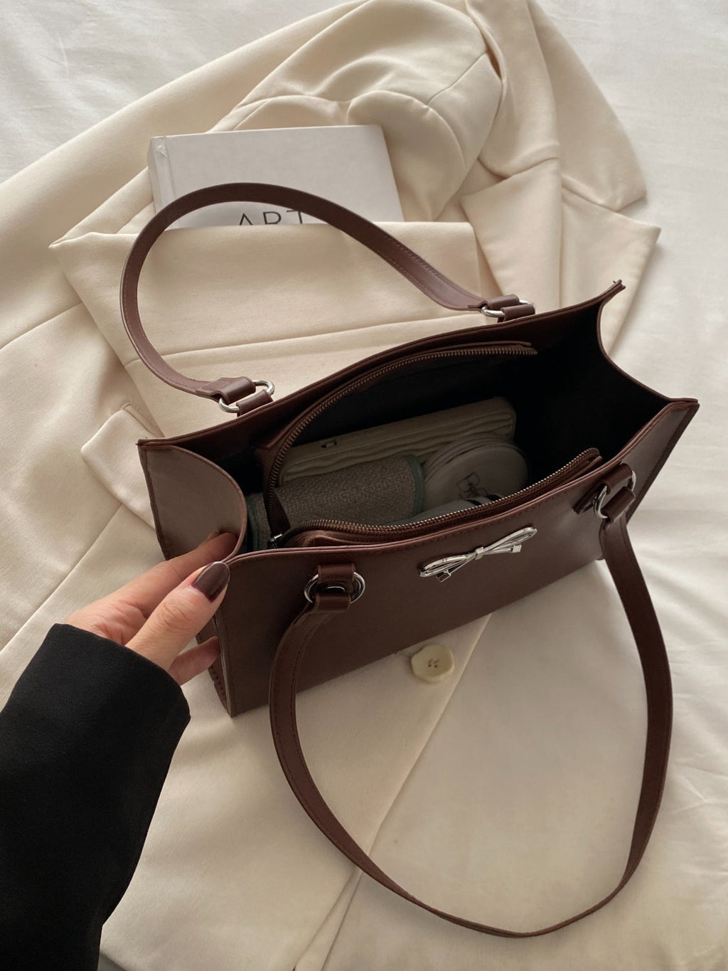 Bow PU Leather Shoulder Bag